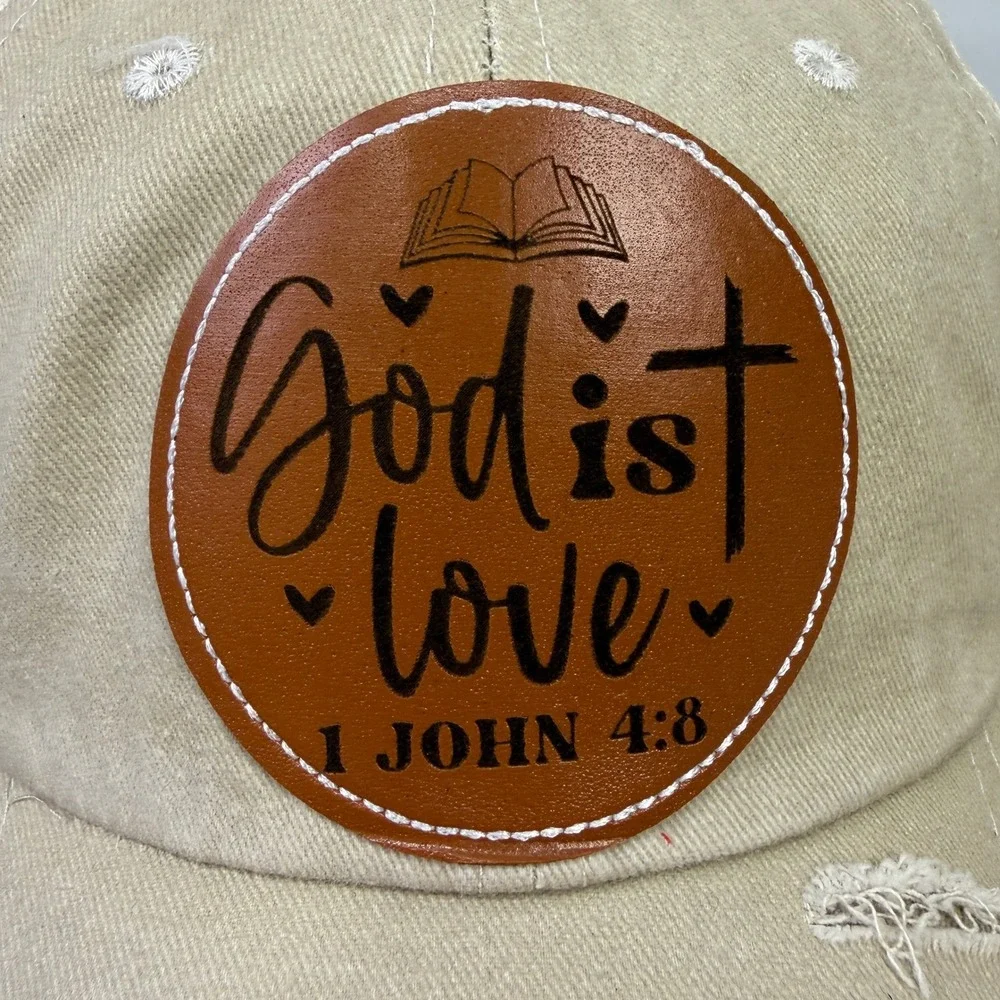 God Is Love 1 John 4:8 Christian Distressed Trucker Hat Snapback Round Patch
